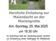 Das Einladungsplakat mit einem Foto von der Mariengrotte